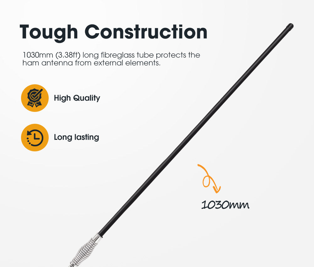 6.6DBI Black Heavy Duty Hi Gain Antenna For Uhf Cb Radio Bull Bar Fiberglass New - Sunyee