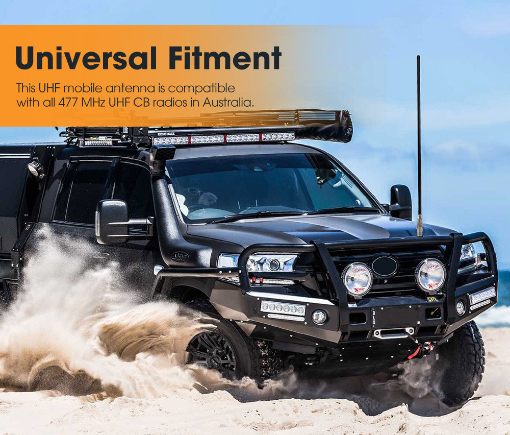 6.6DBI Black Heavy Duty Hi Gain Antenna For Uhf Cb Radio Bull Bar Fiberglass New - Sunyee