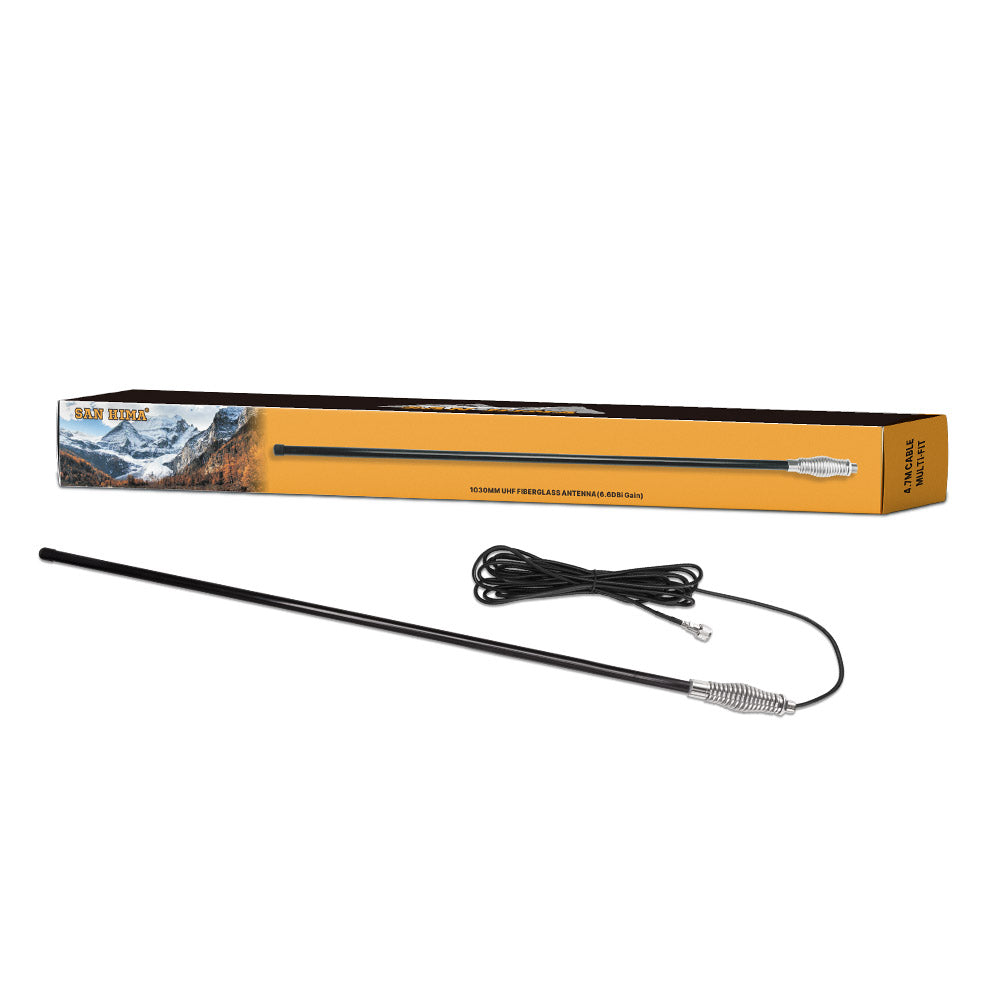 6.6DBI Black Heavy Duty Hi Gain Antenna For Uhf Cb Radio Bull Bar Fiberglass New - Sunyee