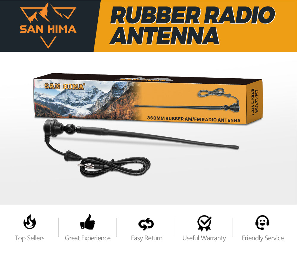 Uhf Radio Antenna Black Rubber Duck AM/FM With Cable Suits 4X4 Car Truck Caravan - Sunyee