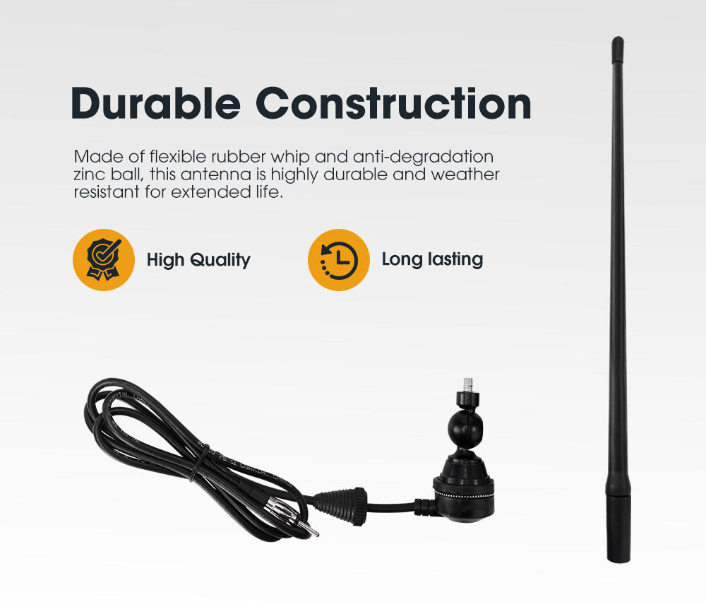 Uhf Radio Antenna Black Rubber Duck AM/FM With Cable Suits 4X4 Car Truck Caravan - Sunyee