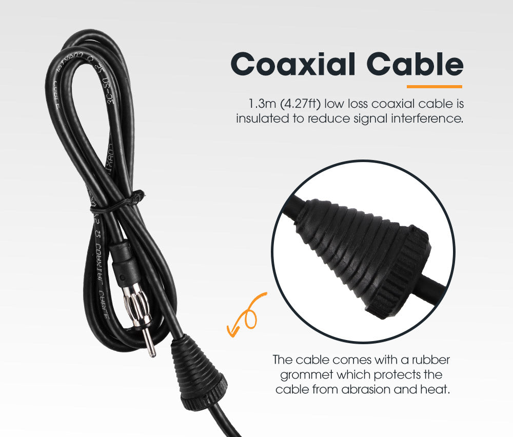 Uhf Radio Antenna Black Rubber Duck AM/FM With Cable Suits 4X4 Car Truck Caravan - Sunyee