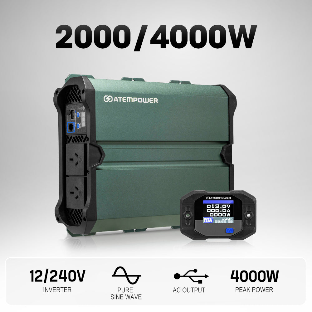 Atem Power 2000W/4000W Pure Sine Wave Inverter 12V to 240V Remote Control Boat