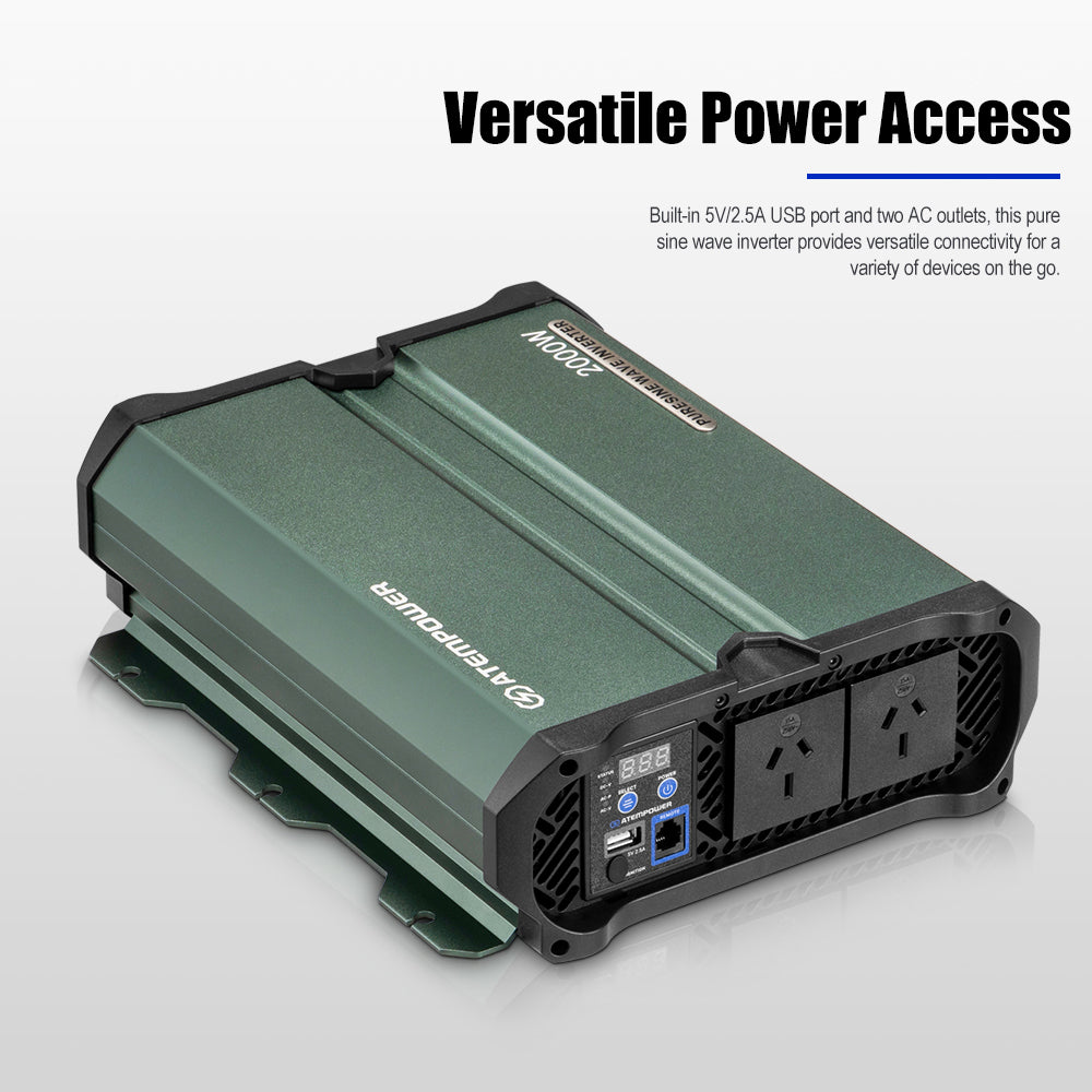 Atem Power 2000W/4000W Pure Sine Wave Inverter 12V to 240V Remote Control Boat