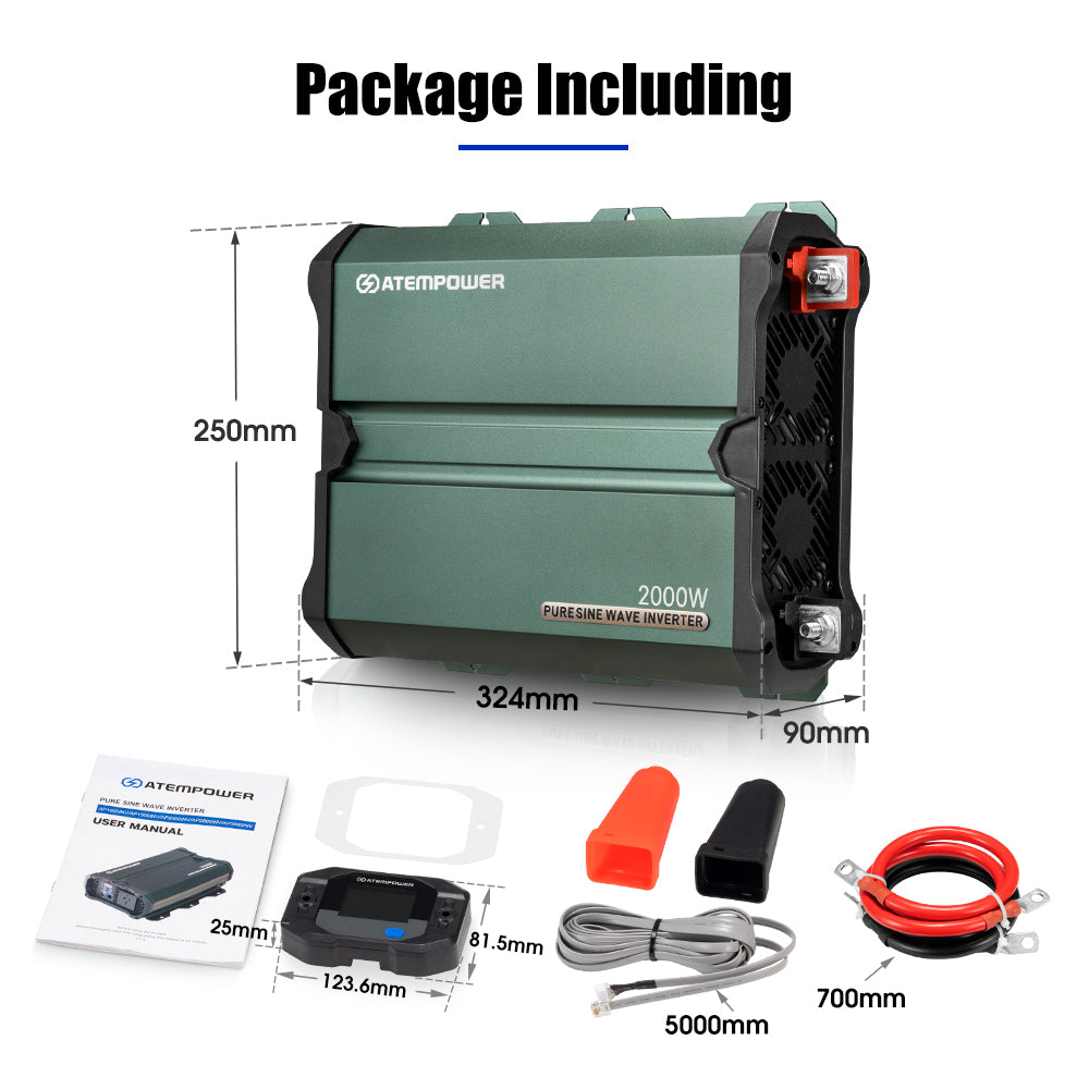 Atem Power 2000W/4000W Pure Sine Wave Inverter 12V to 240V Remote Control Boat