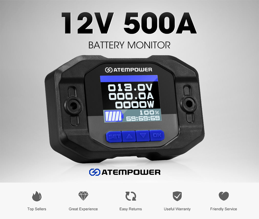 Atem Power Battery Monitor With Shunt High Low Voltage Wire 12V Battery 500A - Sunyee
