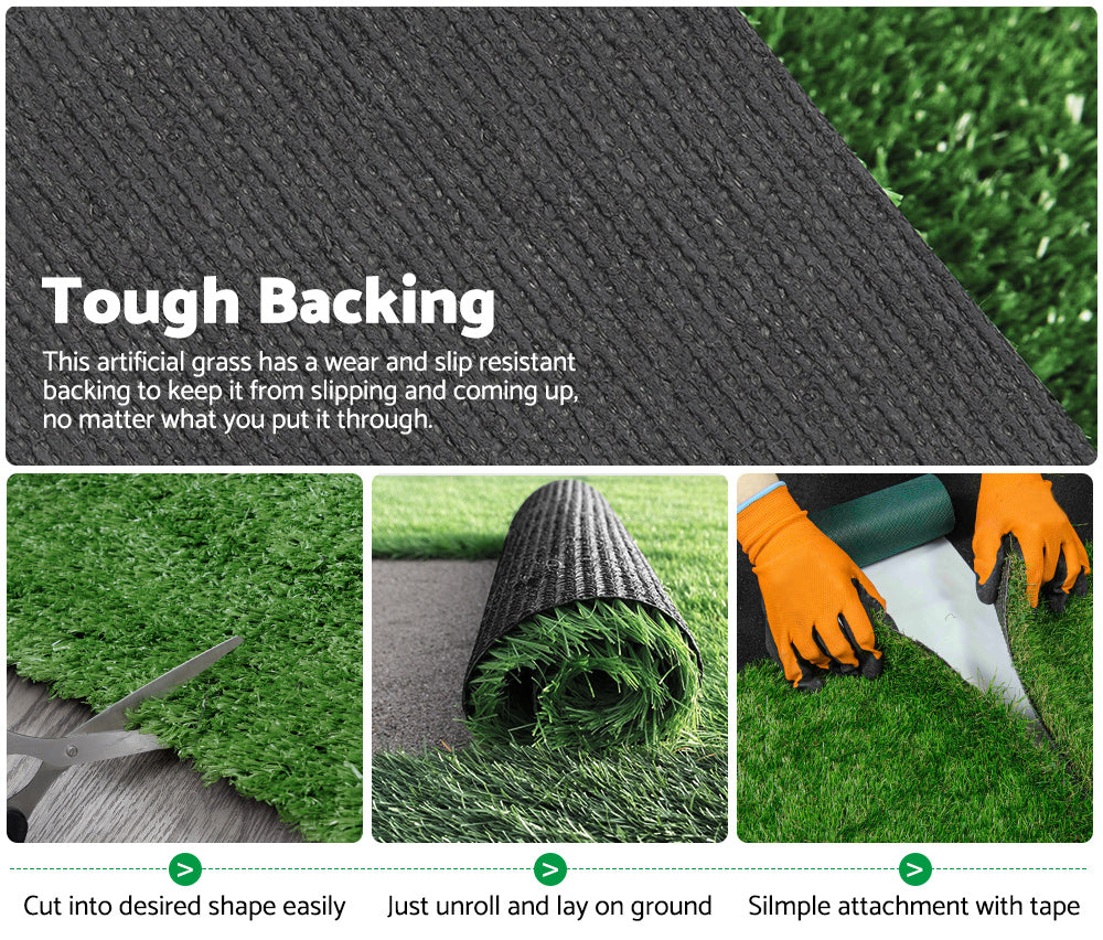 Mobi Artificial Grass Synthetic Fake Lawn 10~60SQM Turf Plant Plastic Olive 10mm - Sunyee