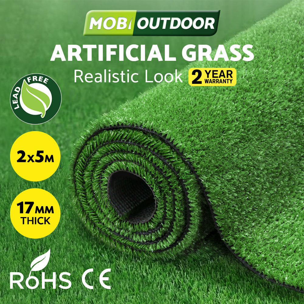 Mobi Artificial Grass 40mm/30mm/17mm/10mm Synthetic Fake Lawn Turf 2mx5m 2mx10m