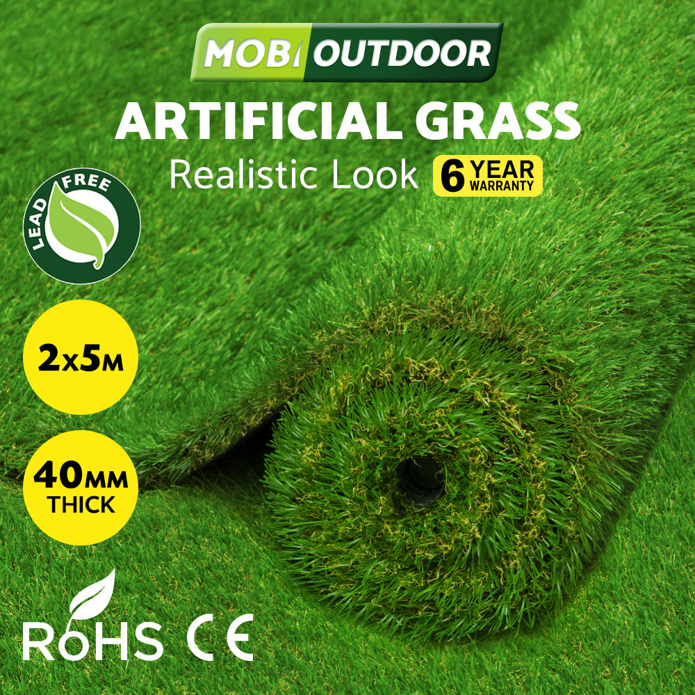 Mobi Artificial Grass 40mm/30mm/17mm/10mm Synthetic Fake Lawn Turf 2mx5m 2mx10m