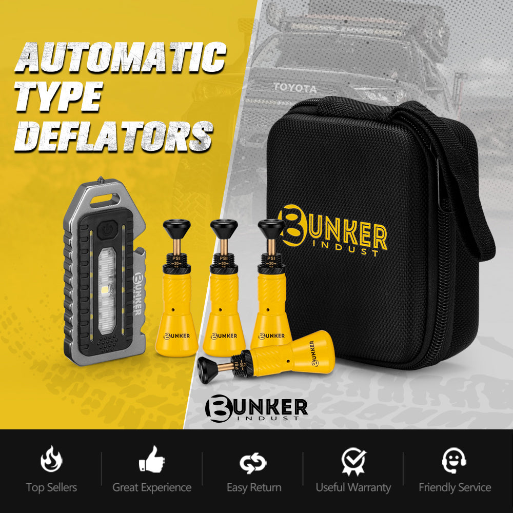 Bunker Indust Tyre Deflators x4 Air Deflator 10~30 PSI Valve Core Tool With LED - Sunyee
