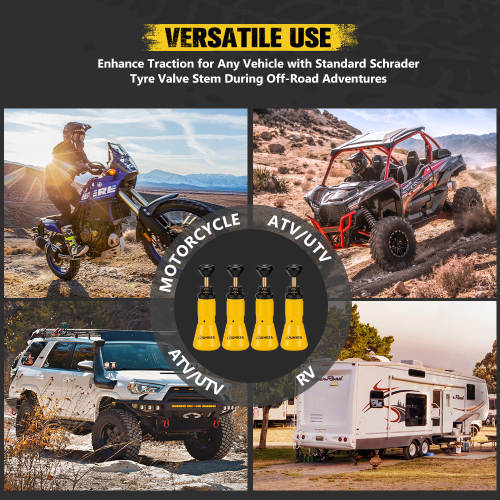 Bunker Indust Tyre Deflators x4 Air Deflator 10~30 PSI Valve Core Tool With LED - Sunyee