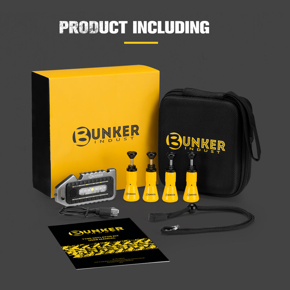 Bunker Indust Tyre Deflators x4 Air Deflator 10~30 PSI Valve Core Tool With LED - Sunyee