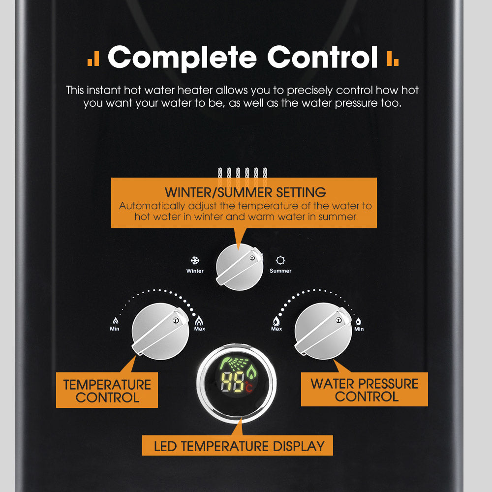 San Hima Camping Shower Tent Awning Fold-Out Instant With 8L Gas Hot Water Heater - Sunyee