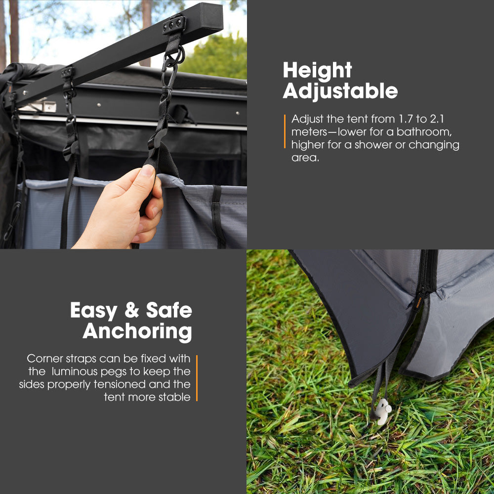 San Hima Shower Tent Awning Fold-Out Instant Ensuite Built-in LED Camping Change - Sunyee