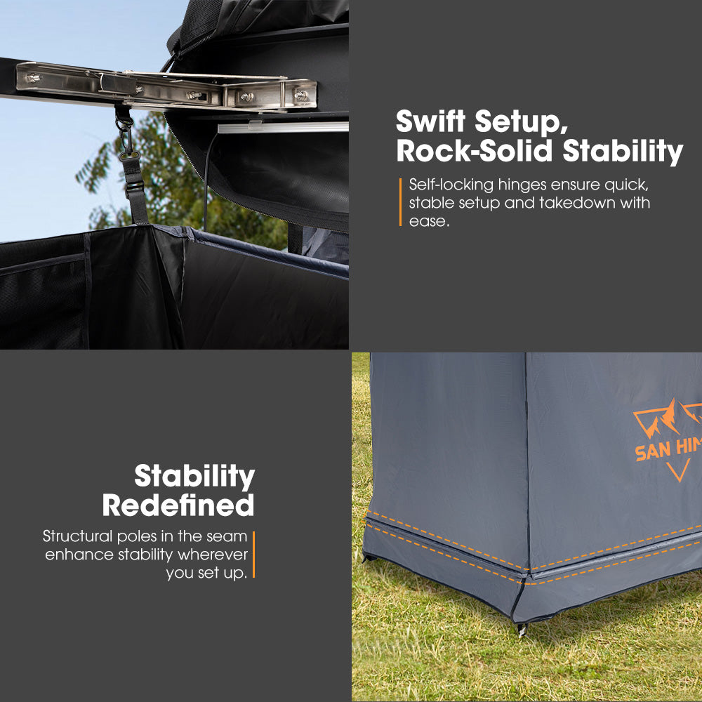 San Hima Shower Tent Awning Fold-Out Instant Ensuite Built-in LED Camping Change - Sunyee