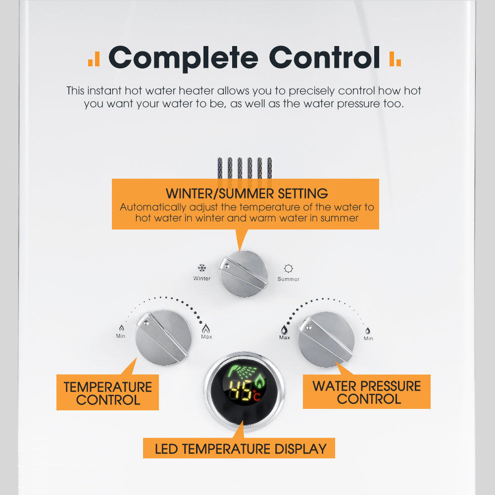 San Hima Camping Shower Tent Awning Fold-Out & 8L Portable Gas Hot Water Heater - Sunyee