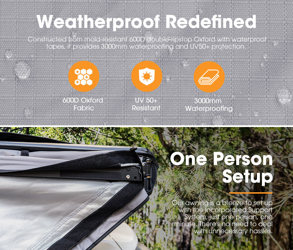 San Hima 180 Degree Awning With Side Wall Free-Standing Camping + "L" Bracket - Sunyee