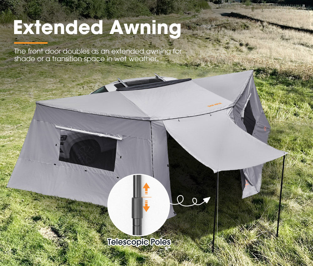 San Hima 180 Degree Awning With Side Wall Free-Standing Camping + "L" Bracket - Sunyee
