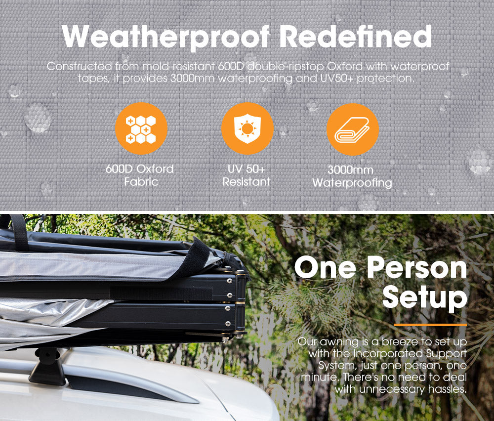 San Hima 270 Degree Awning With Side Wall Free-Standing Extension + "L" Bracket - Sunyee