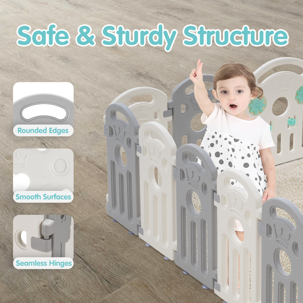 Playpals Kids Playpen Baby Safety Gate Toddler Fence Child Play Game 22 Panels - Sunyee