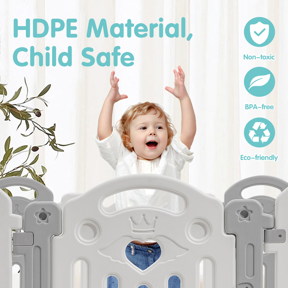 Playpals Kids Playpen Baby Safety Gate Toddler Fence Child Play Game 22 Panels - Sunyee