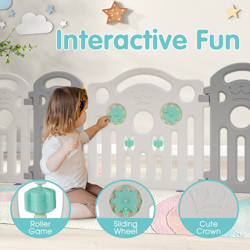 Playpals Kids Playpen Baby Safety Gate Toddler Fence Child Play Game 22 Panels - Sunyee