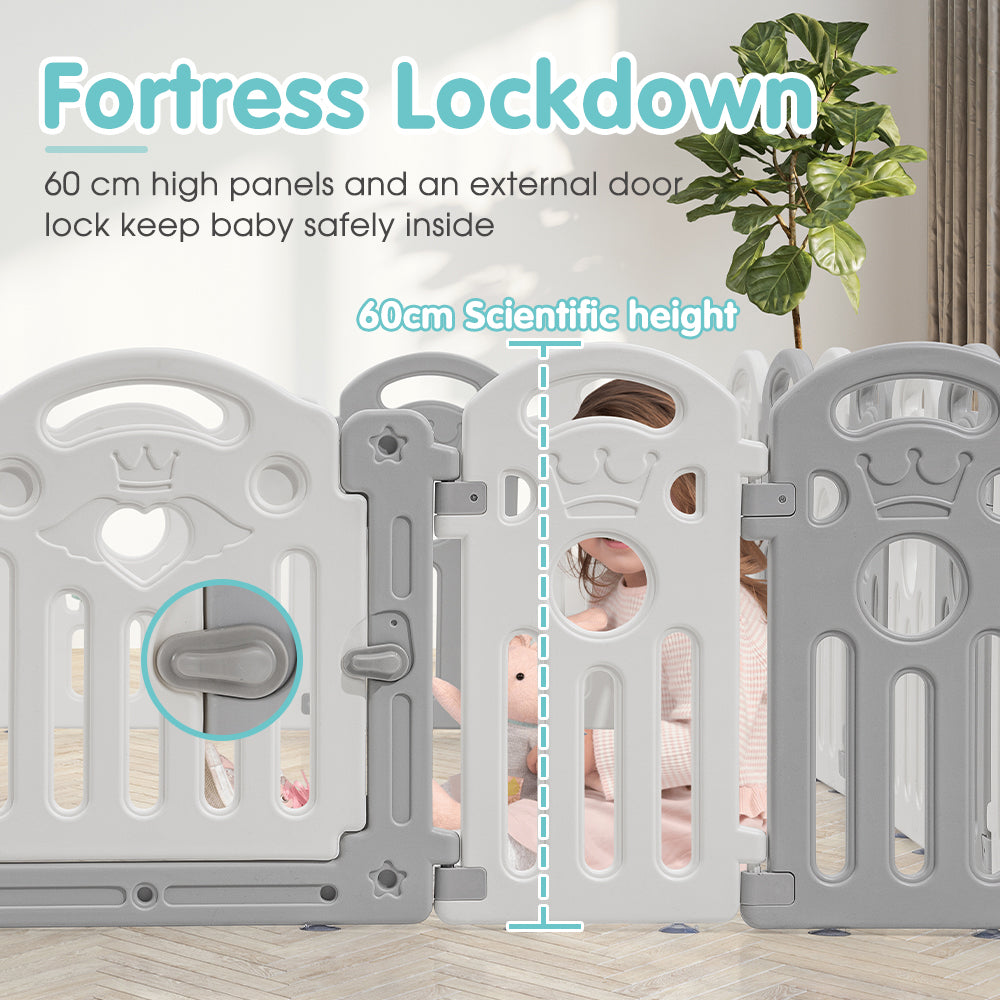 Playpals Kids Playpen Baby Safety Gate Toddler Fence Child Play Game 24 Panels - Sunyee