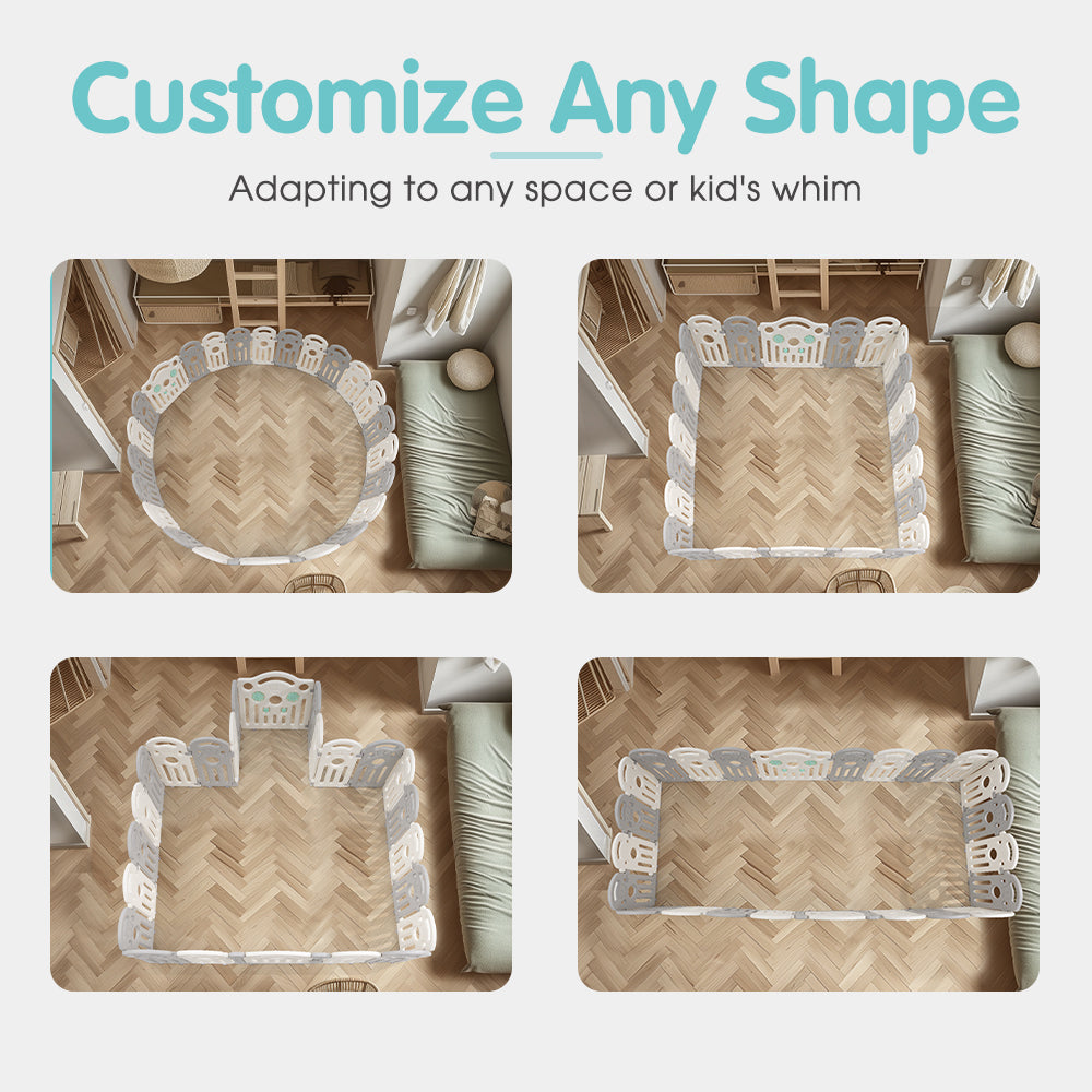 Playpals Kids Playpen Baby Safety Gate Toddler Fence Child Play 18/22/24 Panels - Sunyee