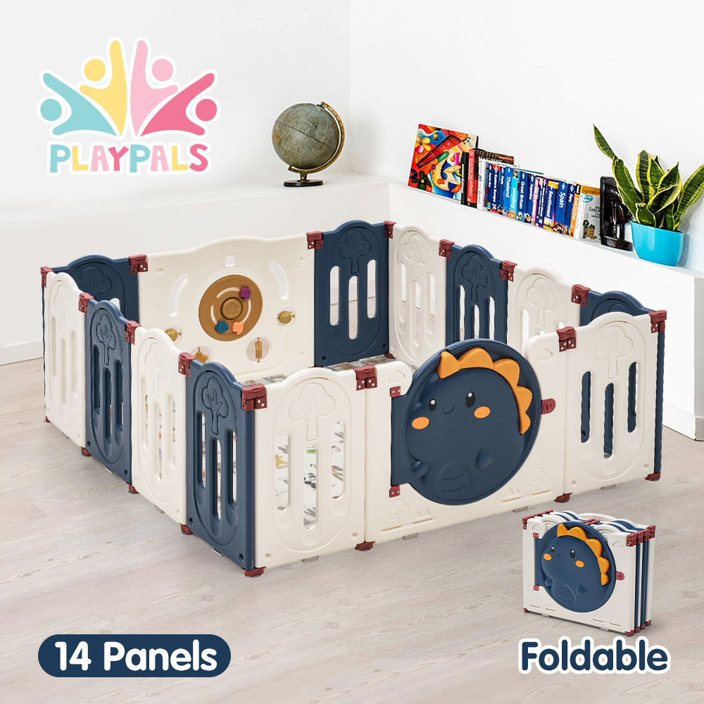 Playpals Kids Playpen Baby Large Safety Gate Toddler Fence Child Play 14 Panels - Sunyee
