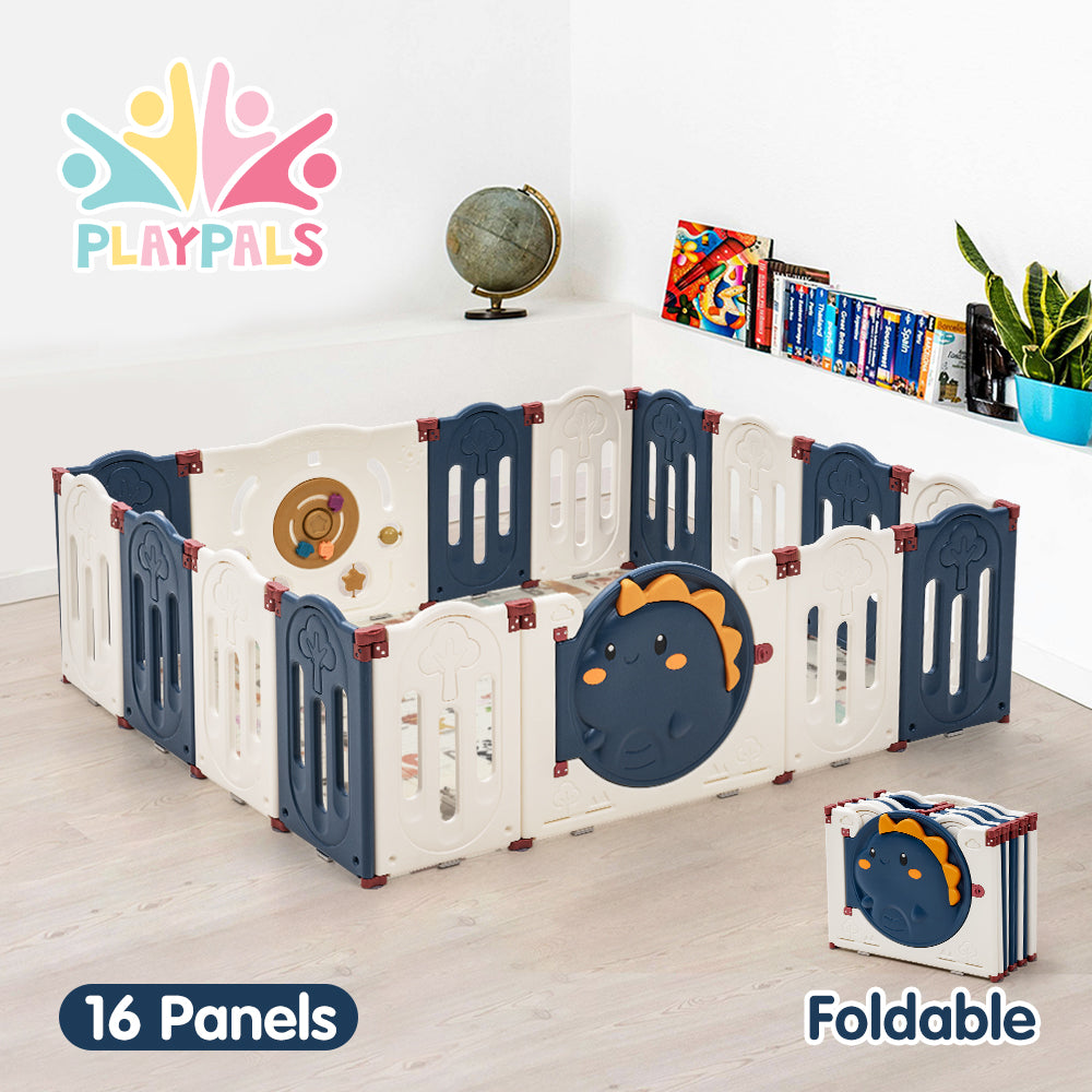 Playpals Kids Playpen Baby Large Safety Gate Toddler Fence Child Play 16 Panels - Sunyee