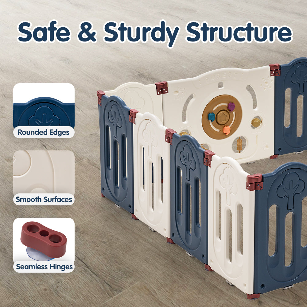 Playpals Kids Playpen Baby Large Safety Gate Toddler Fence Child Play 16 Panels - Sunyee