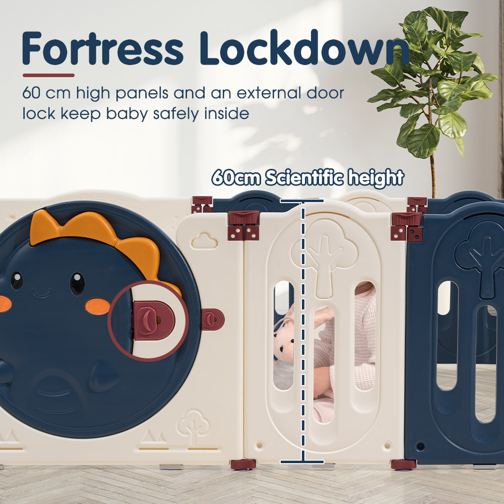 Playpals Kids Playpen Baby Large Safety Gate Toddler Fence Child Play 16 Panels - Sunyee