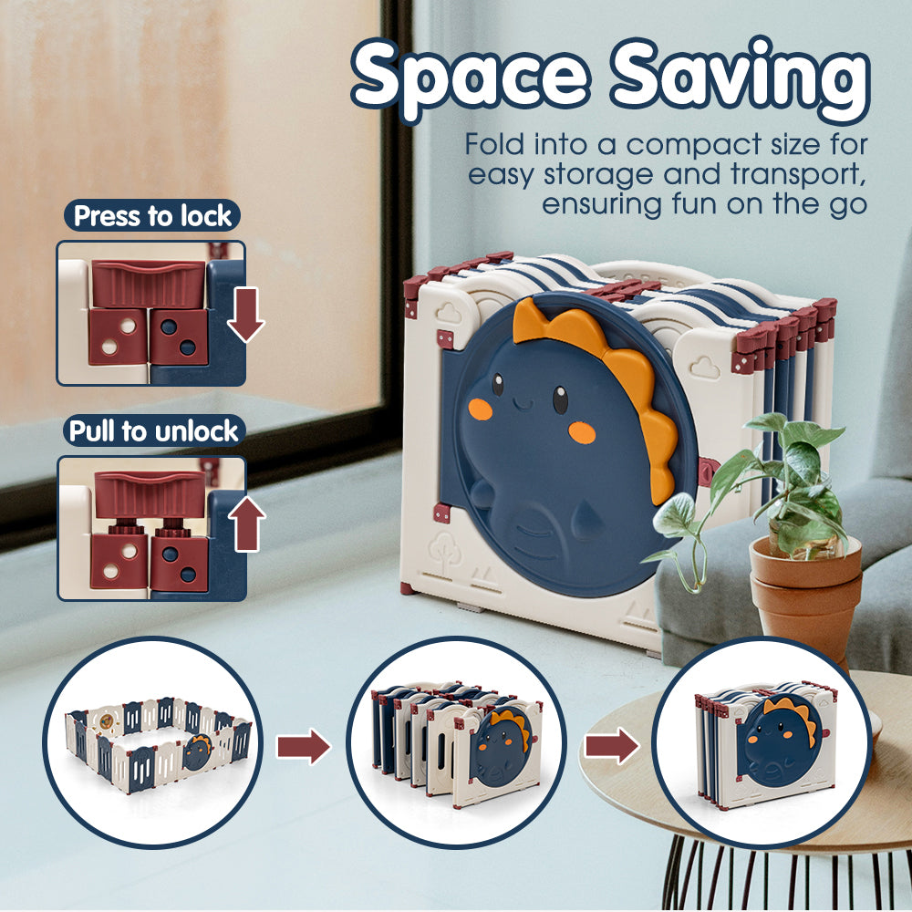 Playpals Kids Playpen Baby Large Safety Gate Toddler Fence Child Play 16 Panels - Sunyee