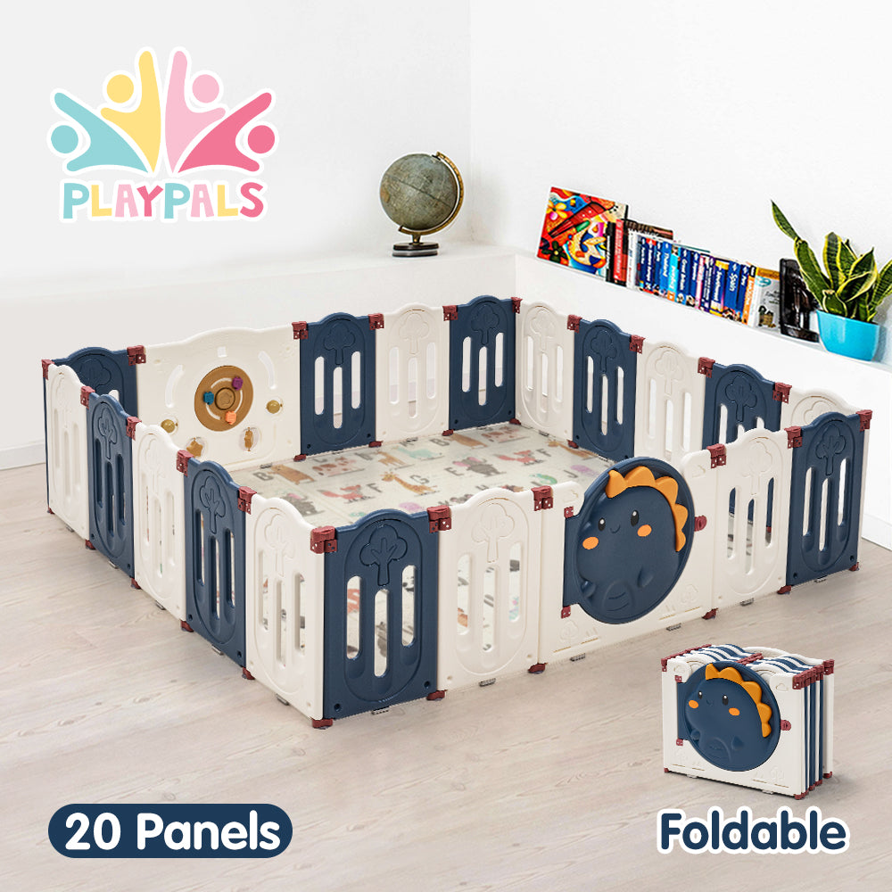 Playpals Kids Playpen Baby Large Safety Gate Toddler Fence Child Play 20 Panels - Sunyee