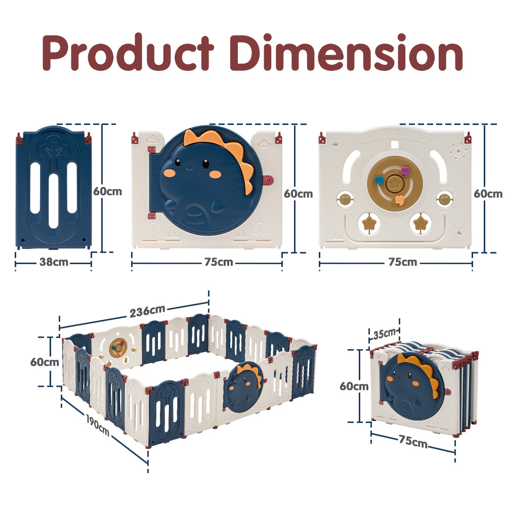 Playpals Kids Playpen Baby Large Safety Gate Toddler Fence Child Play 20 Panels - Sunyee