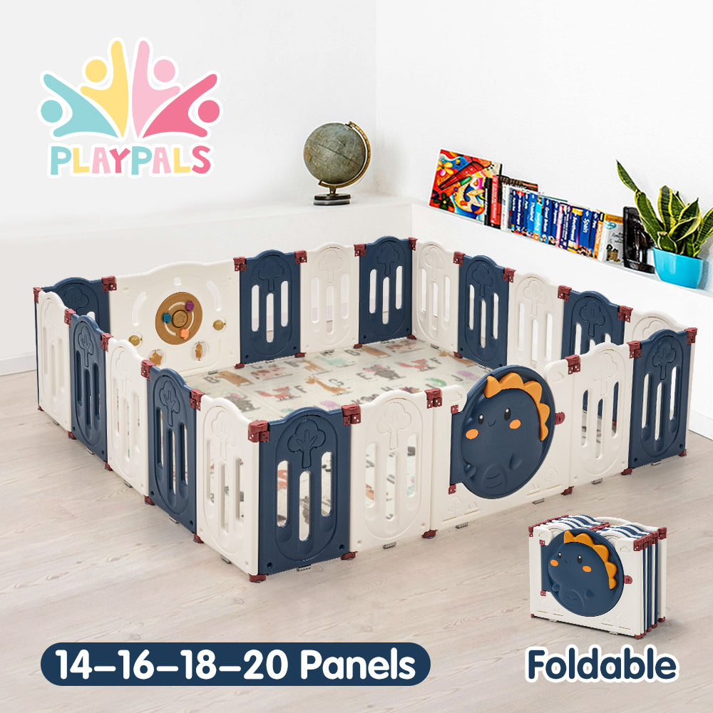 Playpals Kids Playpen Baby Large Safety Gate Toddler Fence 14/16/18/20 Panels - Sunyee