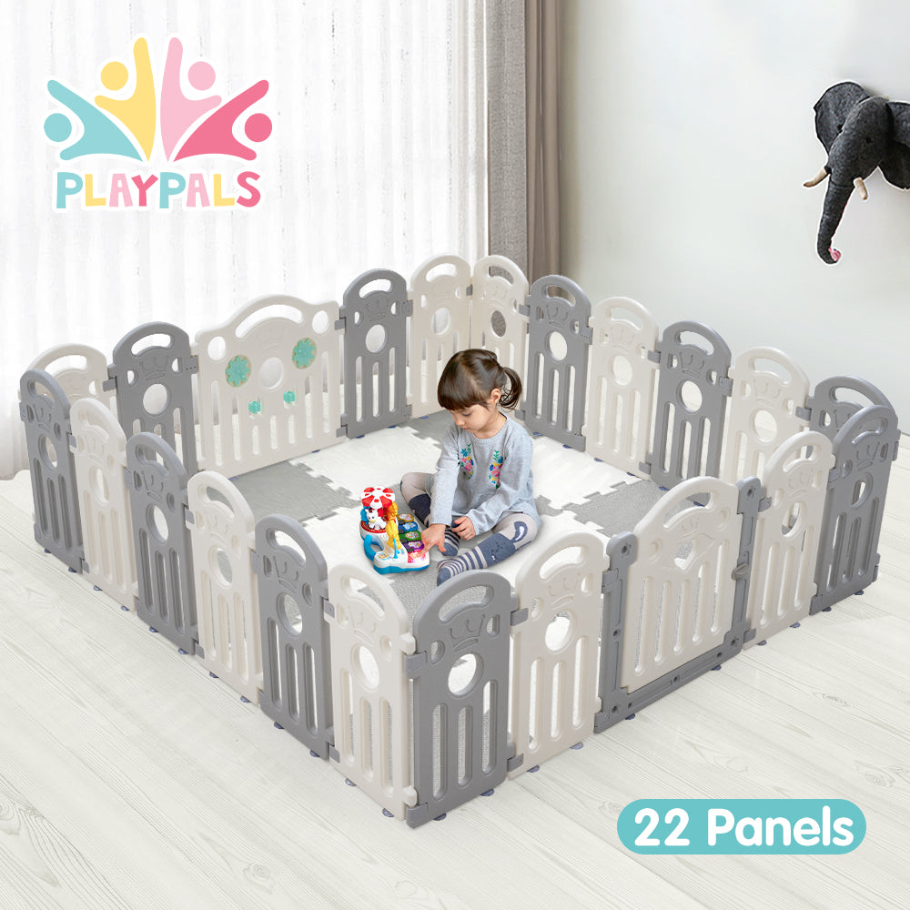 Playpals Kids Playpen Baby Safety Gate Toddler Fence Child Play Game 22 Panels - Sunyee