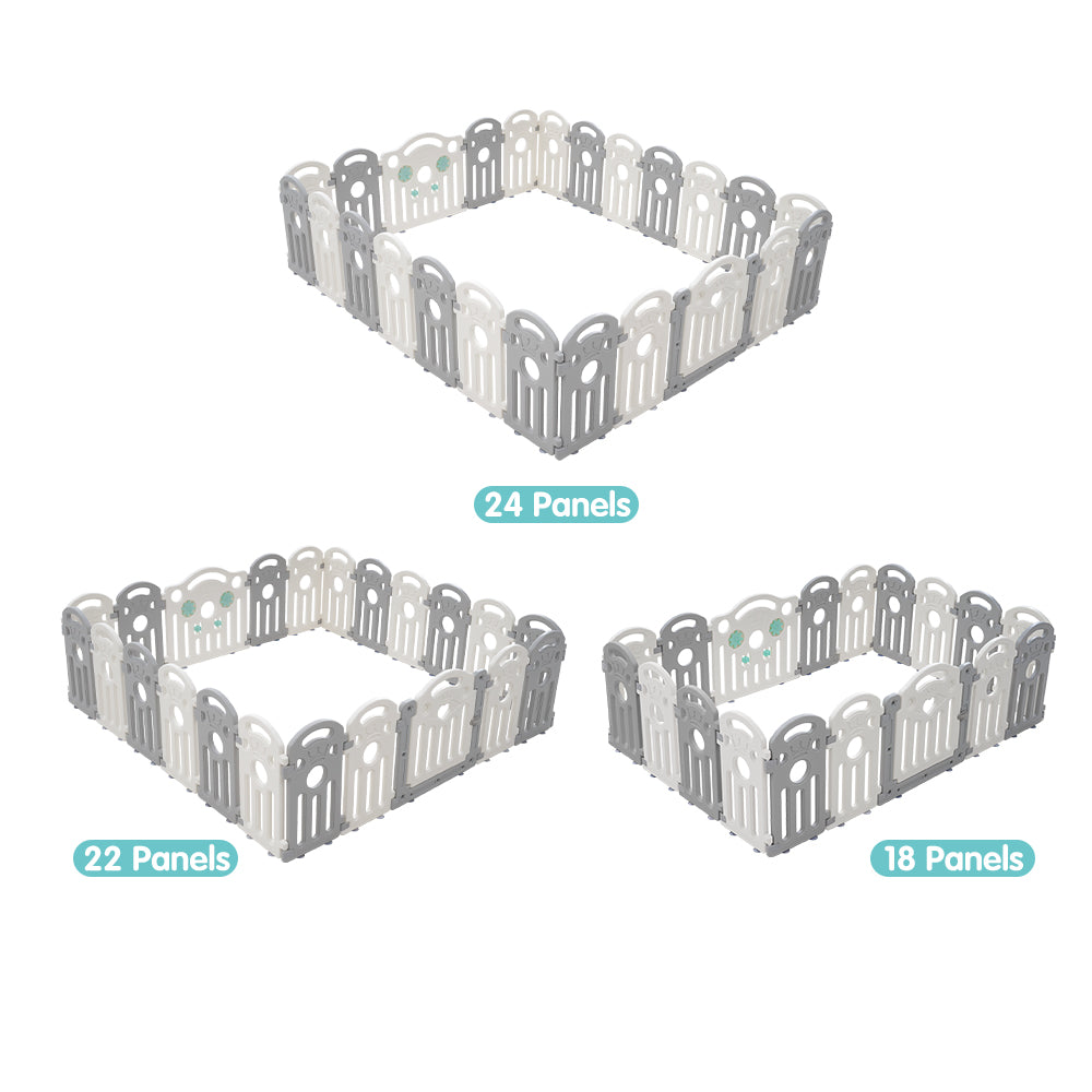 Playpals Kids Playpen Baby Safety Gate Toddler Fence Child Play 18/22/24 Panels - Sunyee