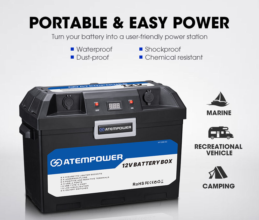 Atem Power Battery Box built-in VSR Isolator Dual Battery System - Sunyee