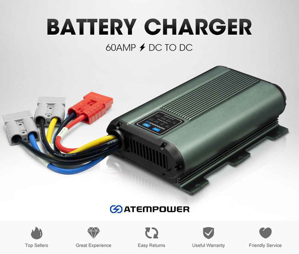 Atem Power 12V 60A DC to DC Battery Charger MPPT Dual Battery System lLithium AGM - Sunyee
