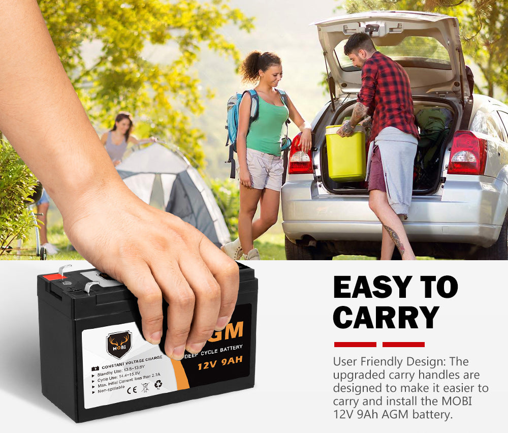 12V 9AH AGM Battery Deep Cycle Battery AMP Lead Acid SLA Solar Power - Sunyee