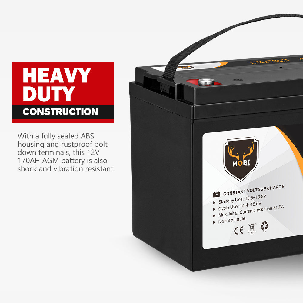 170AH 12V AGM Deep Cycle Battery Golf Cart Buggy Camping Scooter Solar Battery - Sunyee