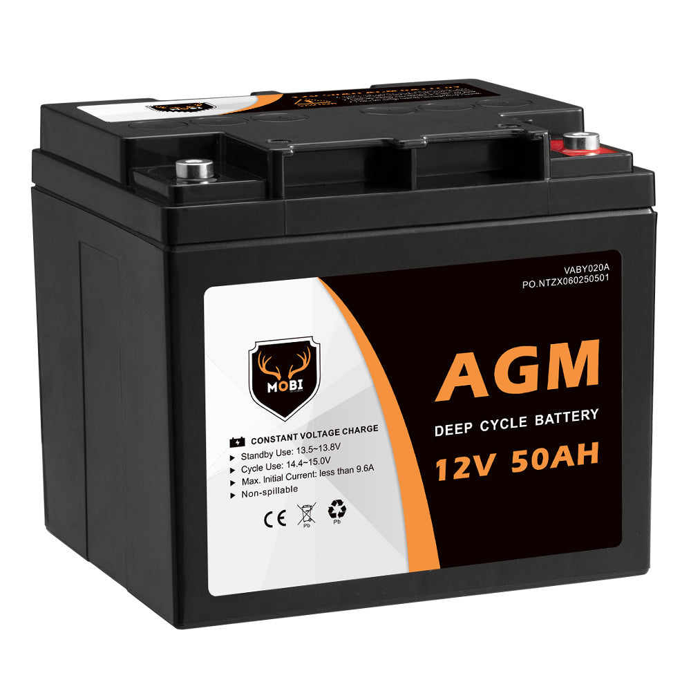 Mobi 12V 50AH AGM Battery Deep Cycle Mobility Scooter Golf Cart Camping - Sunyee