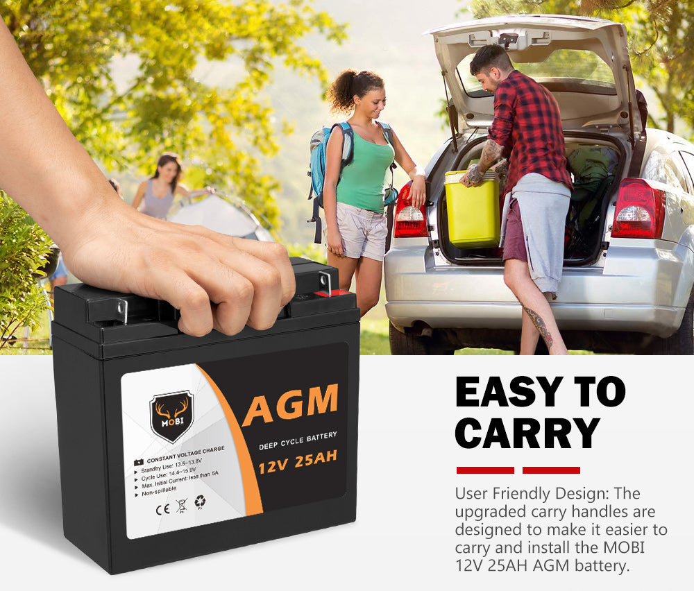 Mobi 12V 25AH AGM Battery Deep Cycle Mobility Scooter Golf Cart Camping 4x4 - Sunyee