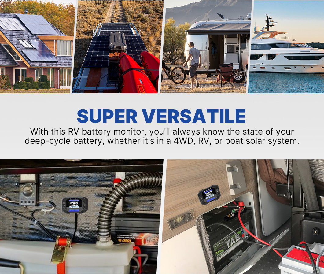 Atem Power Battery Monitor High Low Voltage w/Shunt Wire 12V Battery 200A - Sunyee