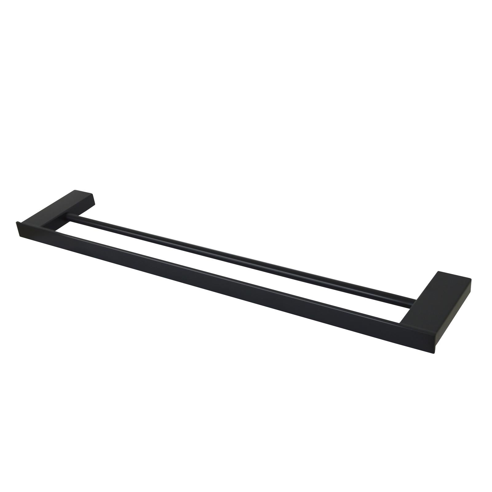 Double Towel Rail 60cm Rack Bar Holder Bathroom Accessories Black - Sunyee