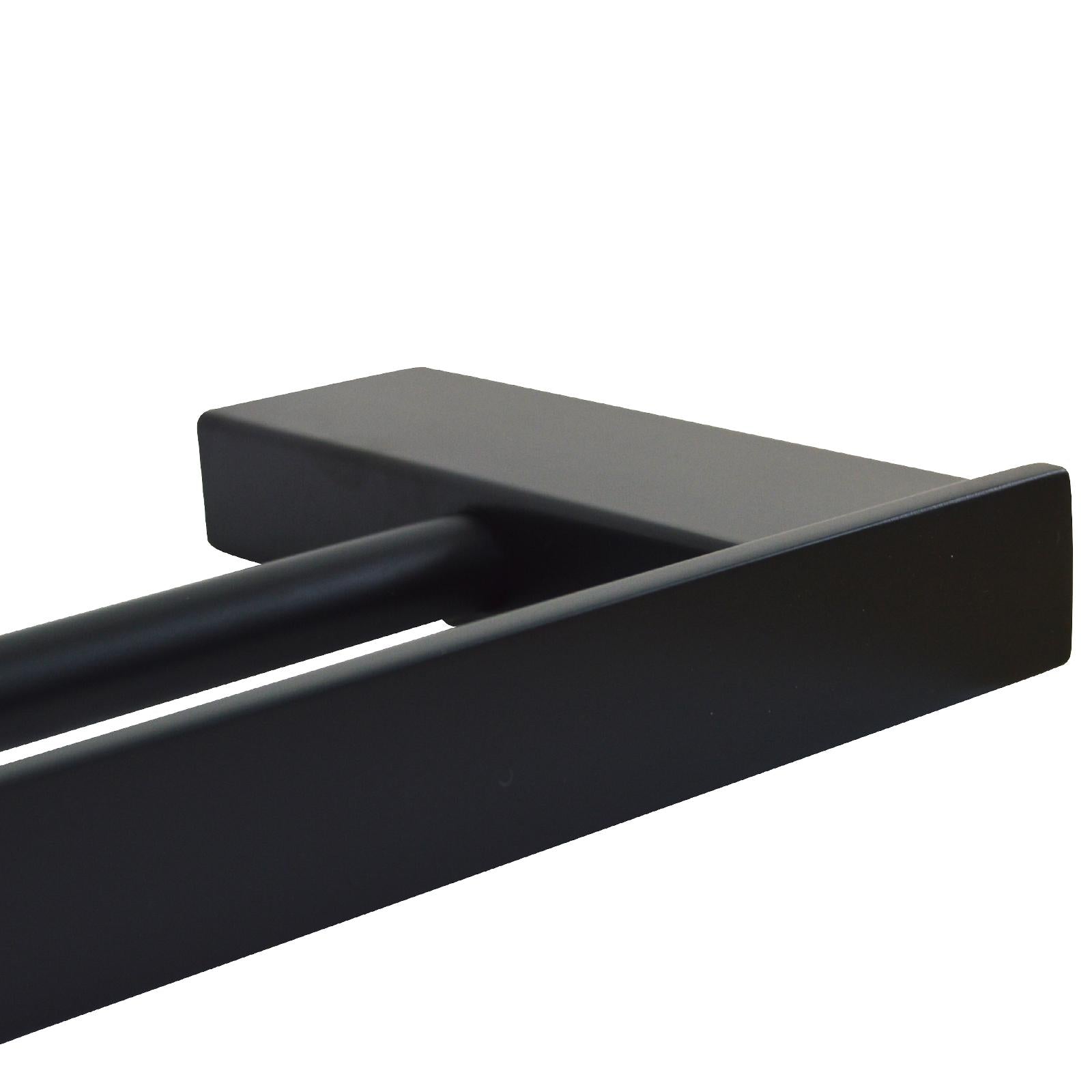 Double Towel Rail 60cm Rack Bar Holder Bathroom Accessories Black - Sunyee