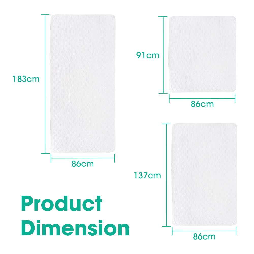 ZUNI Bed Pad Waterproof Protector Underpad Washable 2PCS 91/137/183CM - Sunyee