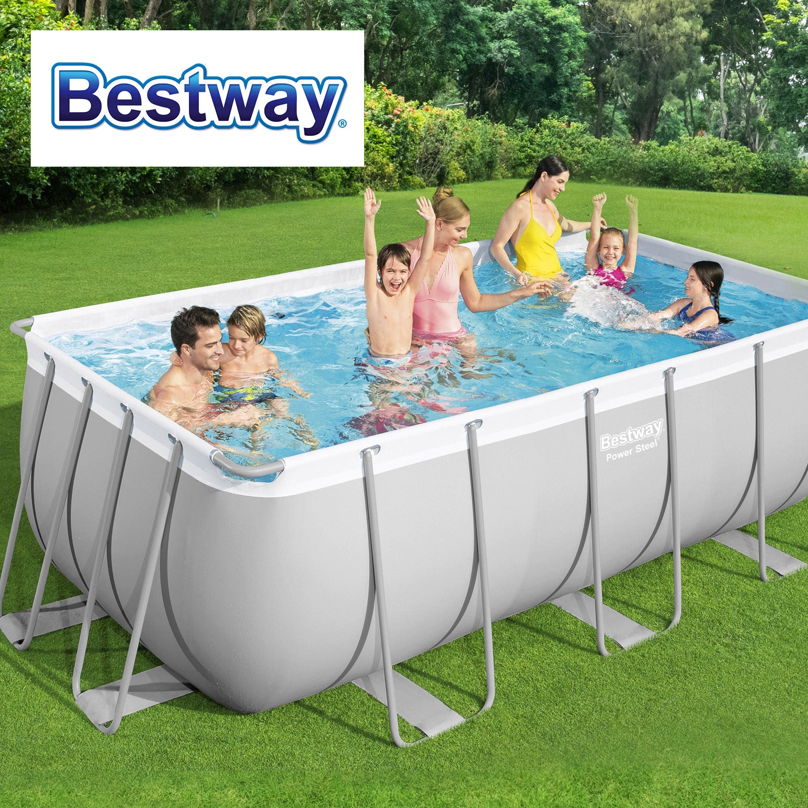 Bestway Swimming Pool Rectangular Above Ground Pools Filter Pump With Ladder - Sunyee