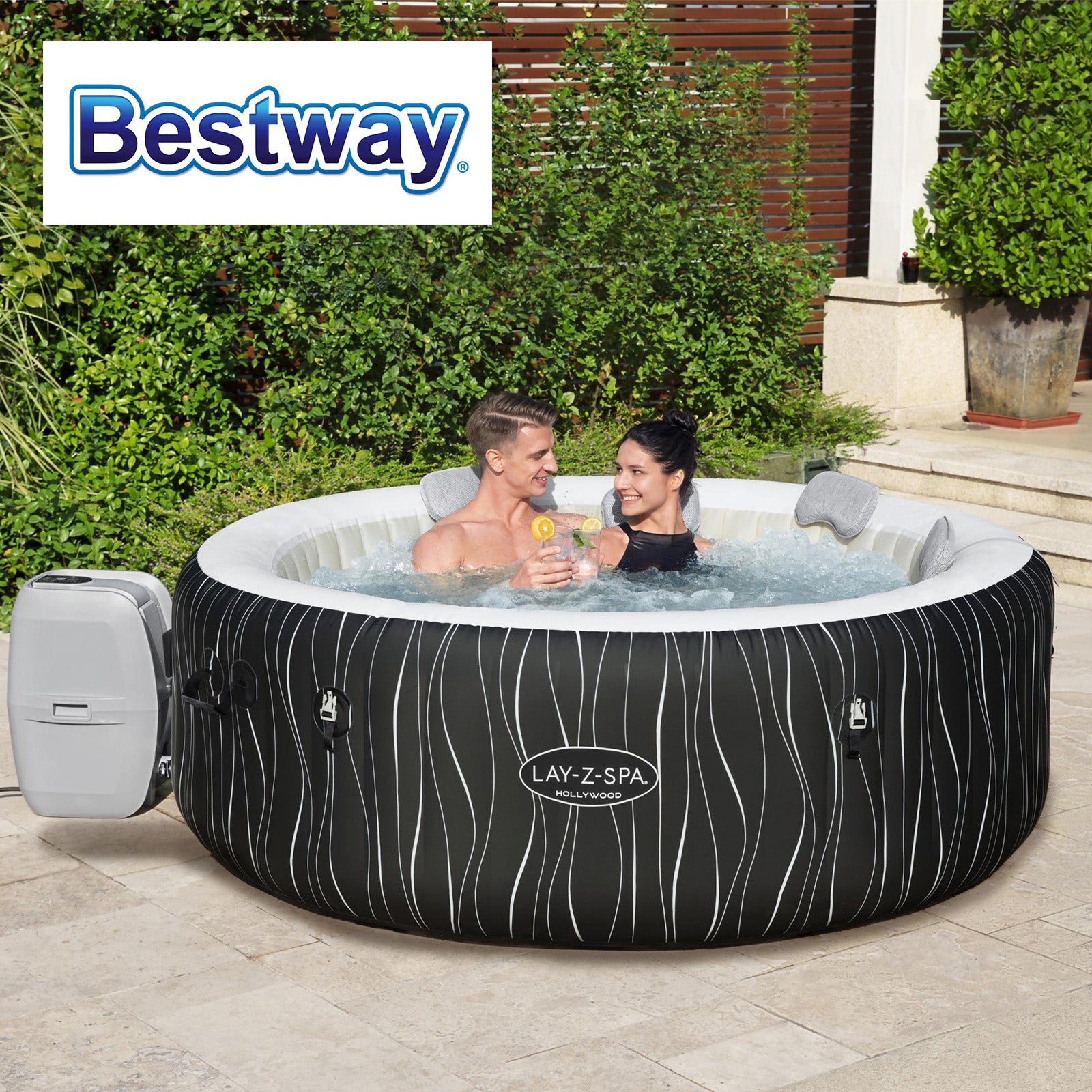 Bestway Inflatable Hot Tub Outdoor Portable Heating Spa 6 person W/ Bubble Jets - Sunyee